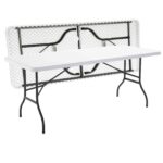 Table rectangulaire en résine blanche 183 cm pour 8 personnes – location mobilier événementiel en Vendée