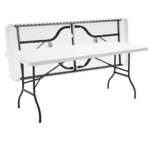 Table rectangulaire en résine blanche 183 cm pour 8 personnes – location mobilier événementiel en Vendée